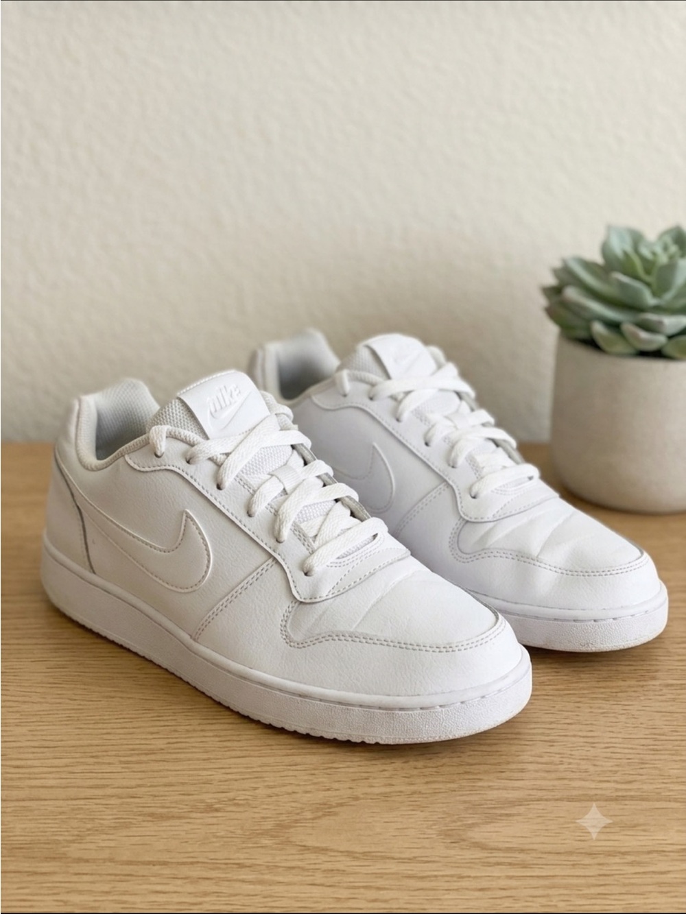 Nike Ebernon Low Triple White Sneakers - Men's US 10.5”